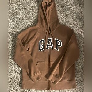 Brown Gap Zip Up Hoodie